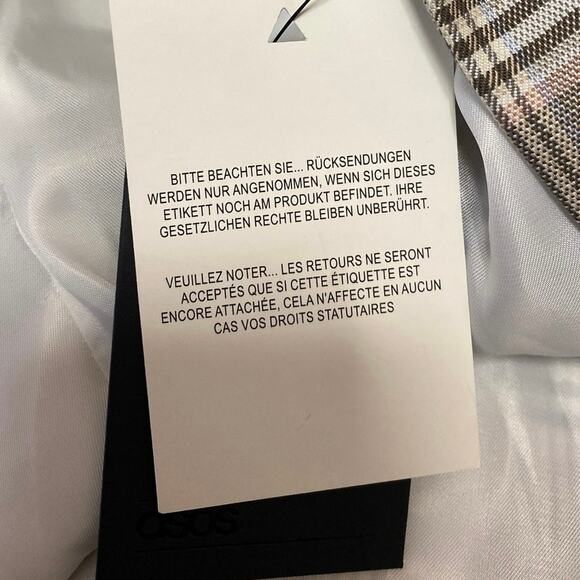 NEW ASOS Women's Gray Plaid Blazer Coat Suit Jacket Dress Pants 2 Pc Set Size 38 - Picture 6 of 7